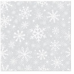 Paw Serwetki Paw Lunch BN Christmas Snowflakes silver mix nadruk bibuła [mm:] 330x330 (SDL230608)