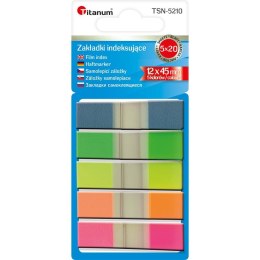 Titanum Zakładka indeksująca PP 12x45mm 5 kolorów fluo