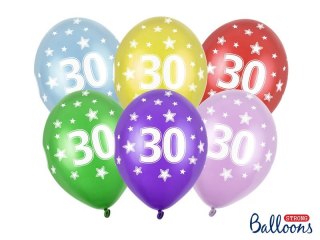 Partydeco Balon gumowy Partydeco 30th Birthday, Metallic Mix mix 300mm (SB14M-030-000)