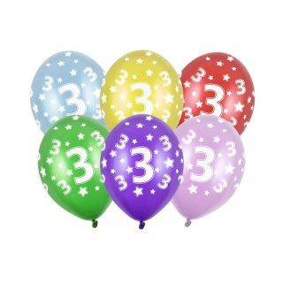 Partydeco Balon gumowy Partydeco 3nd Birthday, Metallic Mix (SB14M-003-000)