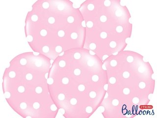 Partydeco Balon gumowy Partydeco Kropki, Pastel Baby Pink różowy 300mm (SB14P-223-081JW)