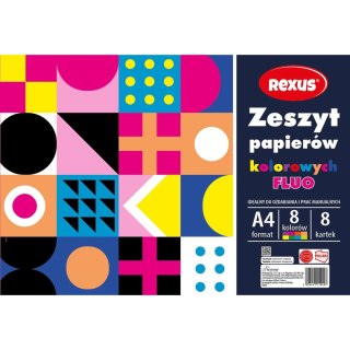 Rexus Zeszyt papierów kolorowych Rexus fluo A4 8k (9497)