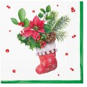 Paw Serwetki Paw Coktail BN SOCKS WITH POINSETTIA mix nadruk bibuła [mm:] 150x150 (SDC236200)