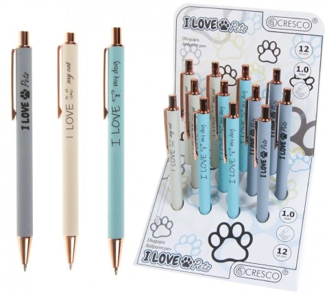 Cresco Długopis Zenith 4 Cresco 12 SZT I LOVE PETS 5907464223868 niebieski 1,0mm (230004)