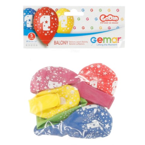 Godan Balon gumowy Godan Z NADRUKIEM 5 szt mix 300mm 12cal (GS110/1) Godan Balon gumowy Godan Z NADRUKIEM 5 szt mix 300mm 12cal (GS110/1)