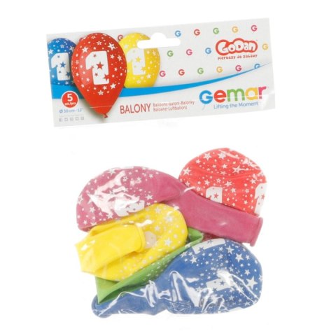 Godan Balon gumowy Godan Z NADRUKIEM 5 szt mix 300mm 12cal (GS110/1) Godan Balon gumowy Godan Z NADRUKIEM 5 szt mix 300mm 12cal (GS110/1)