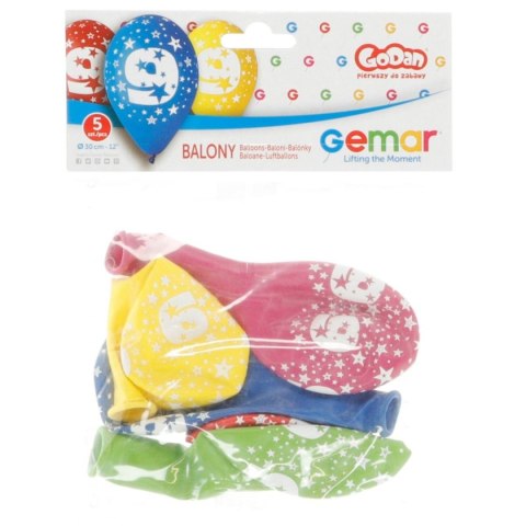 Godan Balon gumowy Godan Z NADRUKIEM 5 szt mix (GS110/9) Godan Balon gumowy Godan Z NADRUKIEM 5 szt mix (GS110/9)