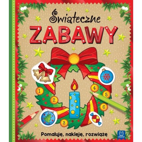 Aksjomat Książeczka edukacyjna Aksjomat Świąteczne zabawy. Pomaluję, nakleję, rozwiążę (3140)