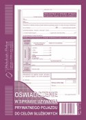 Michalczyk i Prokop Druk offsetowy Michalczyk i Prokop oświadczenie w sprawie używania prywatnego pojazdu do celów służbowych A5 40k. (811-3)