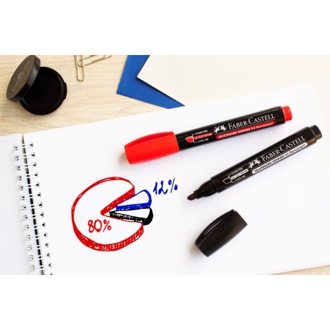 Faber Castell Marker permanentny Faber Castell czerwony ścięta końcówka Faber Castell Marker permanentny Faber Castell czerwony ścięta końcówka