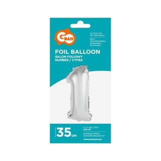 Godan Balon foliowy Godan cyfra 1 srebrny 35 cm 16cal (FG-C35S1)