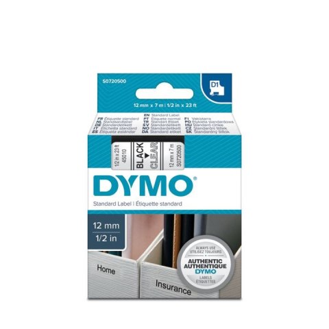 Dymo Taśma Dymo D1 12mm x 7m przezroczysta/czarny nadruk