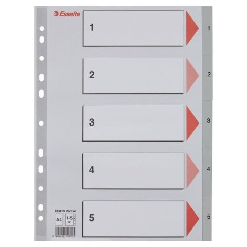 Esselte Przekładka numeryczna Esselte A4 szara 5k 1-5 (100103)