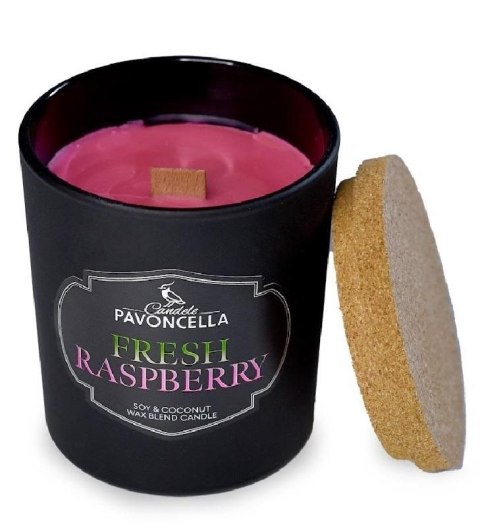 Pavoncella Świeczka ozdobna Pavoncella Classico Fresh Raspberry czarna 135 g (5905711530752)