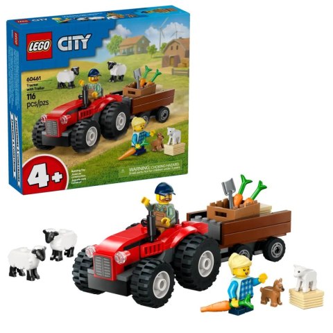 Lego Klocki konstrukcyjne Lego City Czerwony traktor z przyczepą i owcą (60461)