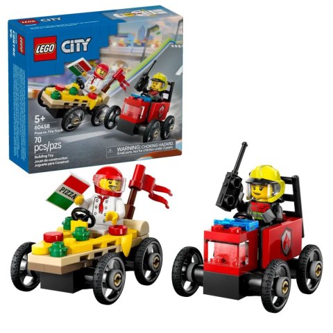 Lego Klocki konstrukcyjne Lego City Zestaw wyścigówek: pizza kontra wóz strażacki (60458)