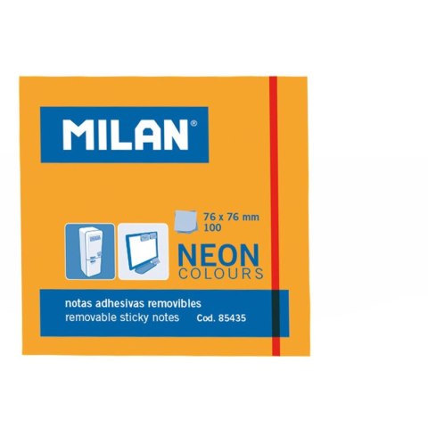 Milan Notes samoprzylepny Milan Neon pomarańczowy 100k [mm:] 76x76 (85435)