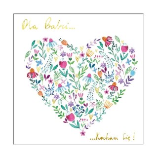 Henry Kartka składana KW BID SERCE KWIATOWE BABCIA kw Henry (5907465666046)