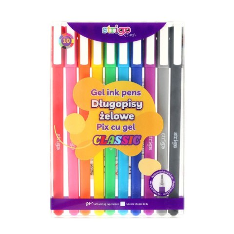 Strigo Długopis żelowy CLASSIC żelowy 10kol wkład mix 0,8mm Strigo (SSC427)