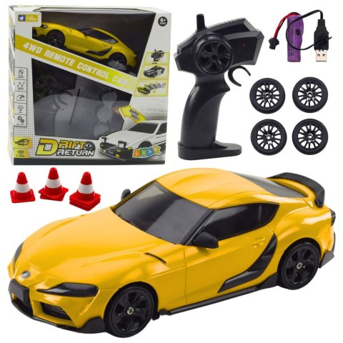 Lean Samochód Lean Sportowe Do Driftu Wymienne Koła Zdalnie Sterowany RC 4WD Żółte (22686)