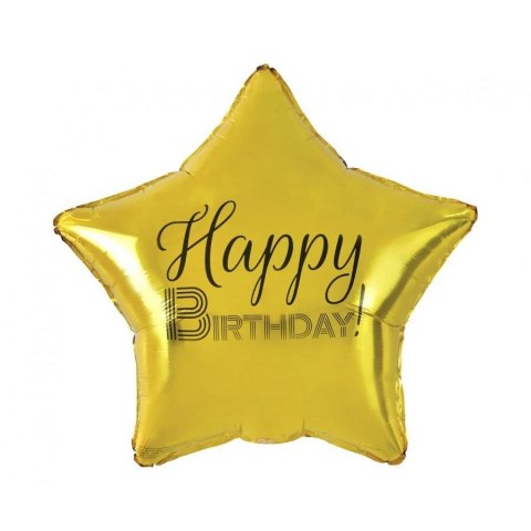 Godan Balon foliowy Godan Happy Birthday, gwiazda złota, nadruk czarny 19cal (FG-GHBC) Godan Balon foliowy Godan Happy Birthday, gwiazda złota, nadruk czarny 19cal (FG-GHBC)