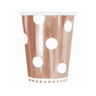 Godan Kubek jednorazowy Godan różowe złoto w groszki 266ml/6 sztuk papier 266ml (PF-KGRG)