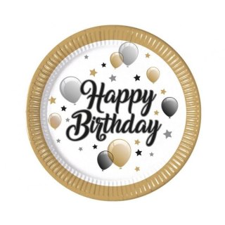 Godan Talerz jednorazowy Godan Happy Birthday papier śr. 230mm 8 szt (93443)