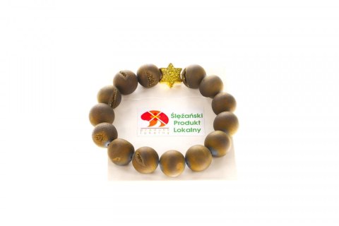 Mol Bransoletka Mol bransoletka agat z kwarcem platerowany złoty 14mm Mol Bransoletka Mol bransoletka agat z kwarcem platerowany złoty 14mm