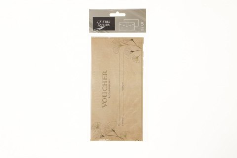 Argo Kartka składana Argo zestaw voucher+koperta, Ginkgo, 5szt. DL [mm:] 99x210 (28#199)