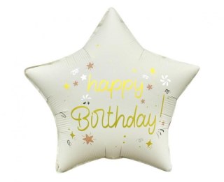 Godan Balon foliowy Godan Happy Birthday, gwiazda matowa biała 18cal (FG-GHMB)