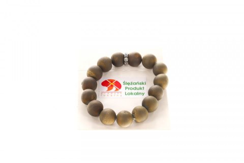 Mol Bransoletka Mol bransoletka agat z kwarcem platerowany złoty 12mm Mol Bransoletka Mol bransoletka agat z kwarcem platerowany złoty 12mm