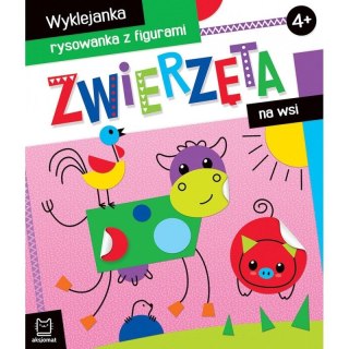 Aksjomat Książeczka edukacyjna Zwierzęta na wsi. Wyklejanka, rysowanka z figurami 4+ Aksjomat