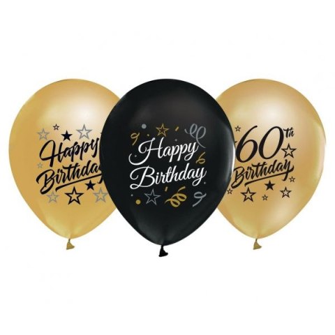 Godan Balon gumowy Godan 60th Birthday czarno złote czarny 300mm 12cal (GP-ZC60) Godan Balon gumowy Godan 60th Birthday czarno złote czarny 300mm 12cal (GP-ZC60)