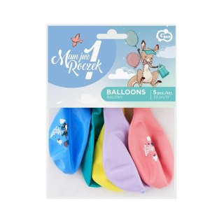 Godan Balon gumowy Godan kolekcja Roczek-Kangurek 5 sztuk pastelowy 5 szt mix 330mm 13cal (GS120/1RKG)