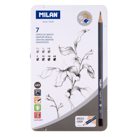 Milan Ołówek Milan zestaw 7 szt + termperówka + 2 gumki (0716307C) Milan Ołówek Milan zestaw 7 szt + termperówka + 2 gumki (0716307C)