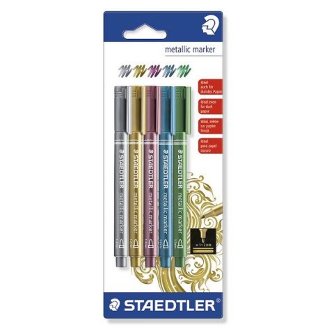 Staedtler Marker permanentny Staedtler melaiczny mix 1,0-2,0mm okrągła końcówka (8323BK5) Staedtler Marker permanentny Staedtler melaiczny mix 1,0-2,0mm okrągła końcówka (8323BK5)