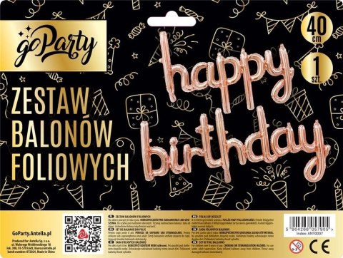 Antella Balon foliowy zestaw balonów 13 elementów Happy Birthday rose gold Antella
