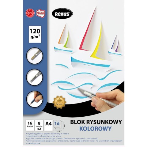 Rexus Blok rysunkowy Rexus kolor premium A4 kolorowy 120g 16k [mm:] 210x297