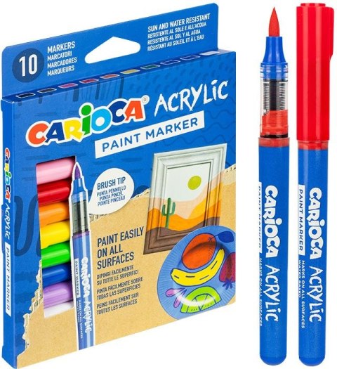 Carioca Marker specjalistyczny Carioca aktylowy z pędzelkiem 10 kol. (160-2550) Carioca Marker specjalistyczny Carioca aktylowy z pędzelkiem 10 kol. (160-2550)
