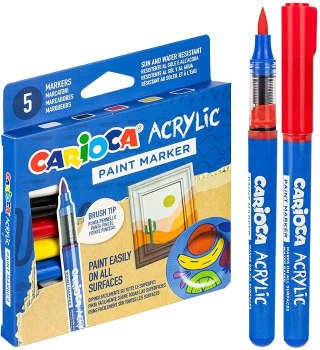 Carioca Marker specjalistyczny Carioca aktylowy z pędzelkiem 5 kol. (160-2549)