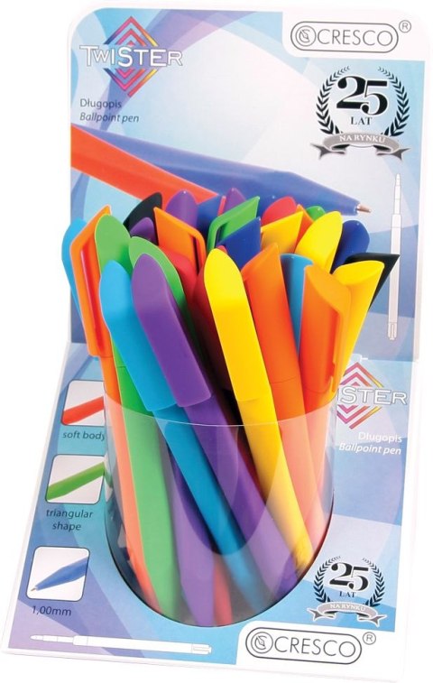 Cresco Długopis wielkopojemny Twister wkład niebieski 1,0mm Cresco (280000)