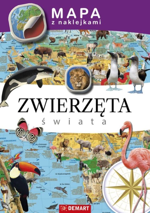 Demart Mapa ścienna Demart Mapy z naklejkami. Zwierzęta świata Demart Mapa ścienna Demart Mapy z naklejkami. Zwierzęta świata