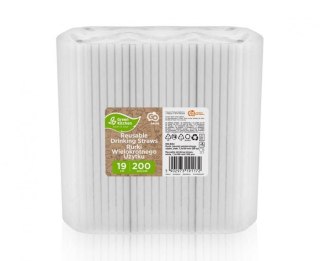 Godan Słomka Godan wielokrotnego użytku, białe, 7,5x190 mm/ 200 szt. 200 szt (RW-BI02)