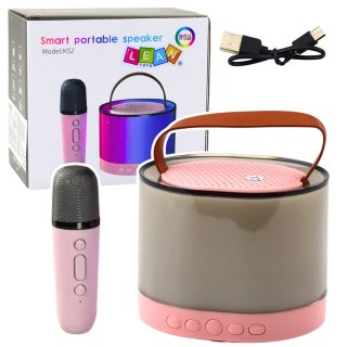 Lean Mikrofon zabawkowy Lean Zestaw Do Karaoke Głośnik Mikrofon Bezprzewodowy K52 RGB Bluetooth Różowy (24546)