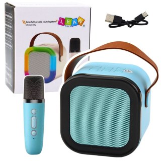 Lean Mikrofon zabawkowy Lean Zestaw Karaoke Głośnik Mikrofon Bezprzewodowy K12 RGB Bluetooth Niebieski (24549)