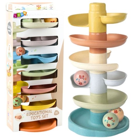 Lean Zabawka edukacyjna Zjeżdżalnia Tor Dla Kulek Edukacyjna Kulki z Grzechotkami 7 Poziomów Lean (22866)