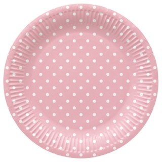 Paw Talerz jednorazowy Paw Dots Light Pink tektura śr. 230mm 8 szt (PPL8002204)