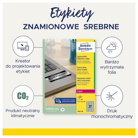 Etykieta do oznaczania srebrna [mm:] 210x297