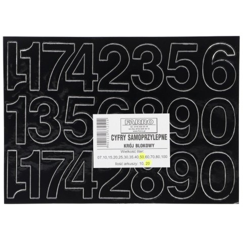 Farro Cyfry samoprzylepne czarne Farro