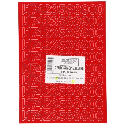 Farro Cyfry samoprzylepne czerwone Farro